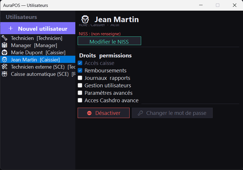 Gestion des utilisateurs